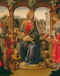 Nerli Altarpiece: Madonna and Child with St. John the Baptist, St. Martin, St. Catherine, and the Donors (detail)